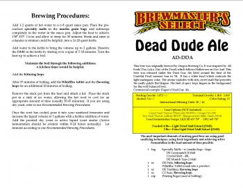 Dead Dude Ale Home Brew Extract Recipe Kit