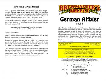 German Alt Home Brew Extract Recipe Kit