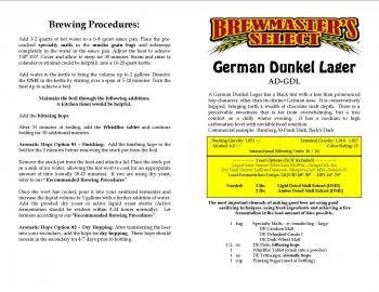 German Dunkel Lager Home Brew Extract Recipe Kit