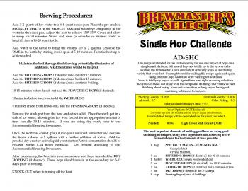 Single Hop Challenge Home Brew Extract Recipe Kit 