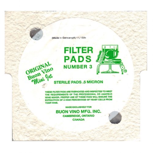 BUON Vino Mini Jet Filter Pads (3 Stück) – 0,5 Mikron, Sterile Filtration Für Wein