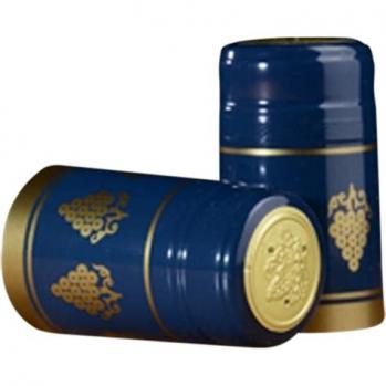 Blue PVC Shrink Capsules with Gold Grape Clusters